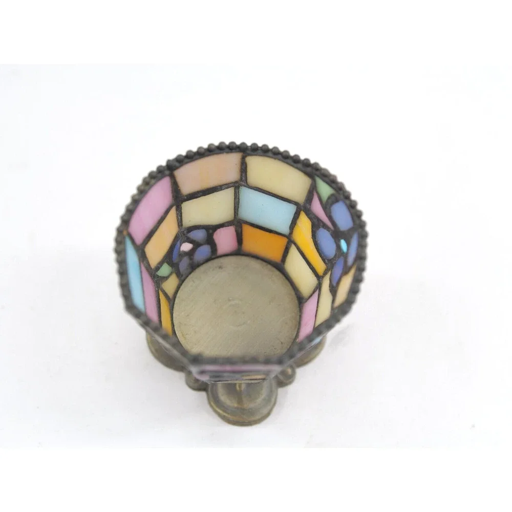 PartyLite Hydrangea Stained Glass Tiffany Style Votive Tea Light Candle Holder